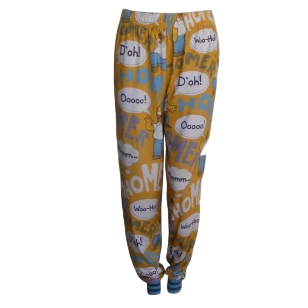 SIMPSONS Lounge Pants, S, Homer, WOOHOO, Yellow, Elastic Waist